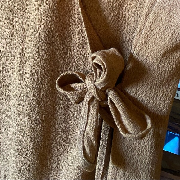 Madwell texture and thread burnt orange/brown wrap mini dress - Picture 4 of 4